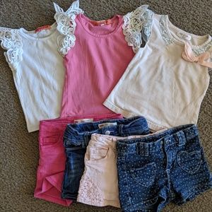 7pc Girl's 3T Clothes Lot/Bundle Tops + Shorts